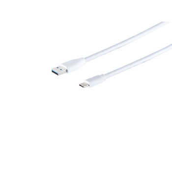 USB Kabel 3.0 A Stecker-USB 3.1C Stecker weiß 1,8m